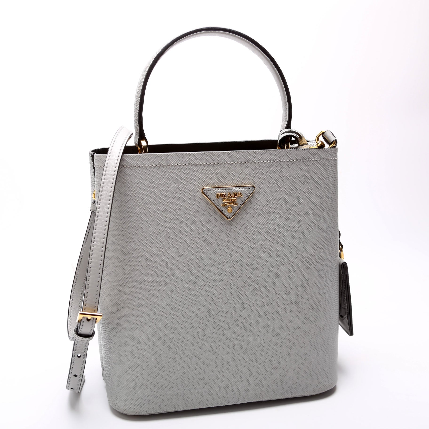 Prada Saffiano Cuir Panier Grey Bag Medium Travel Bag
