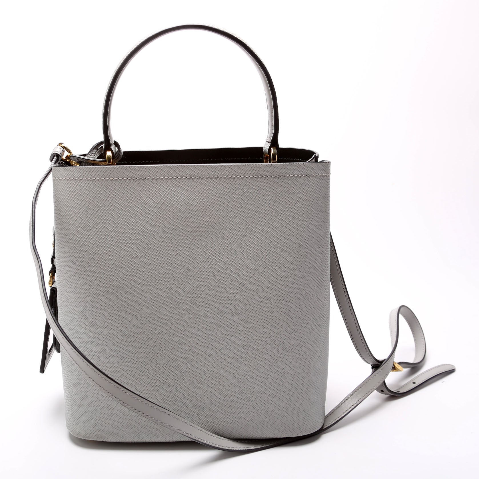 Prada Saffiano Cuir Panier Grey Bag Medium Travel Bag