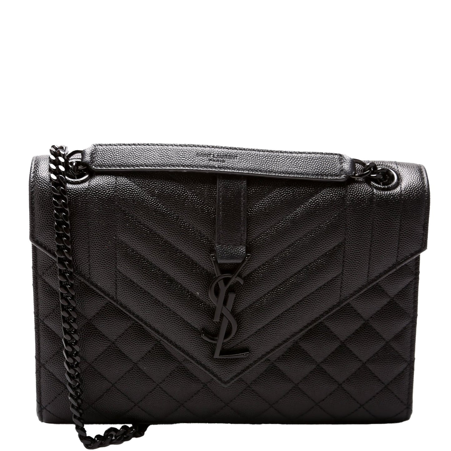 YSL Saint Laurent Saint Laurent Envelope Grain De Triquilt Bag Black Medium Travel Bag