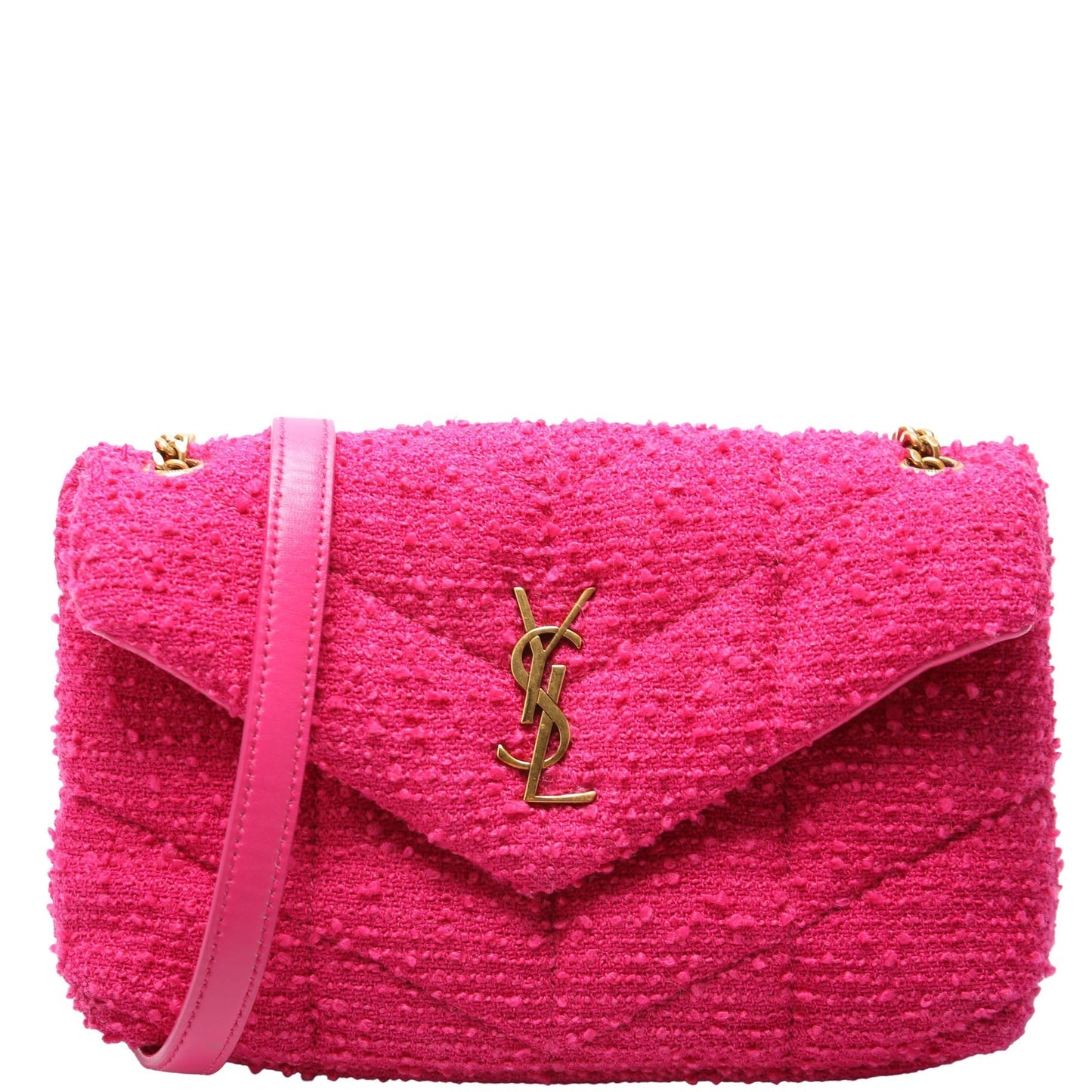 YSL Saint Laurent Saint Laurent Loulou Puffer Toy Tweed Bag Pink Travel Bag