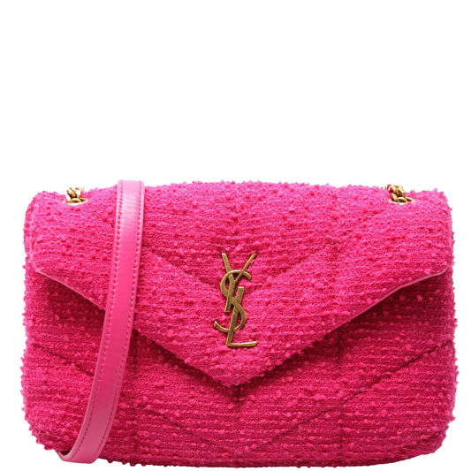 YSL Saint Laurent Saint Laurent Loulou Puffer Toy Tweed Bag Pink Travel Bag
