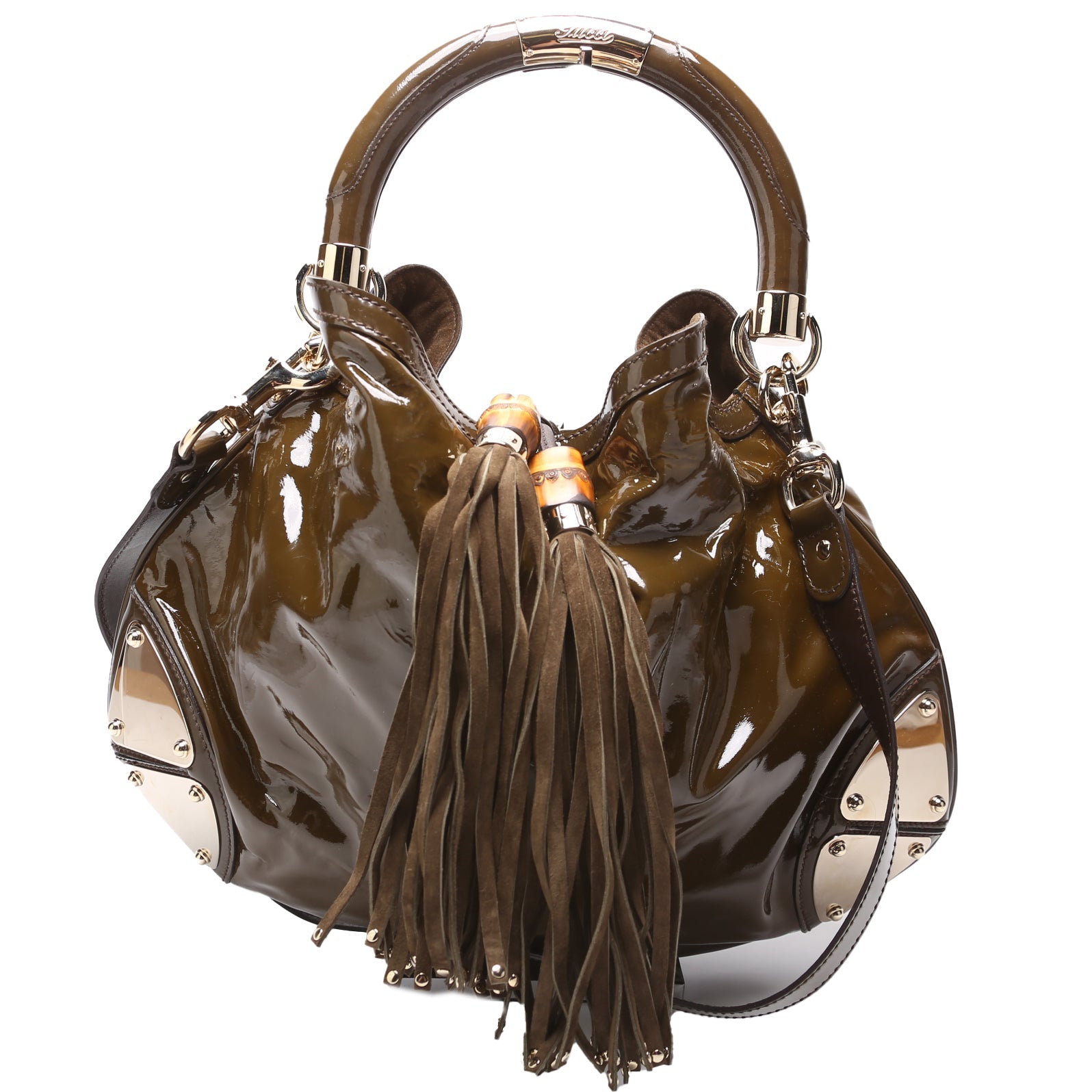 Gucci Indy Patent Top Handle Shoulder Bag