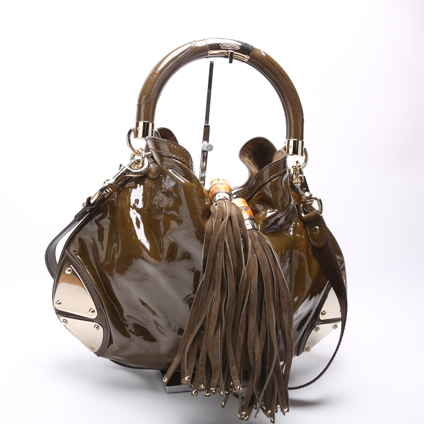 Gucci Indy Patent Top Handle Shoulder Bag