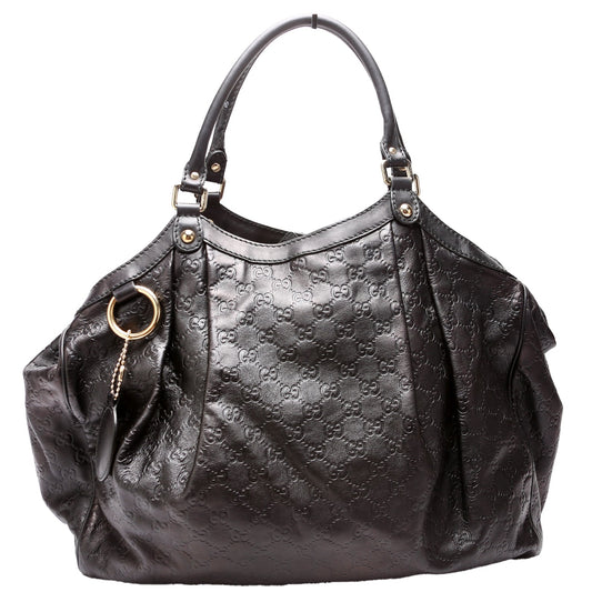 Gucci Sukey Leather Black Large Travel Bag