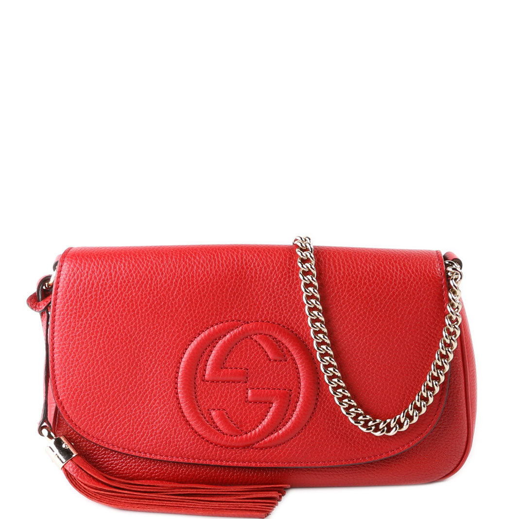 Gucci Soho Tassel Red Chain Flap Handbag