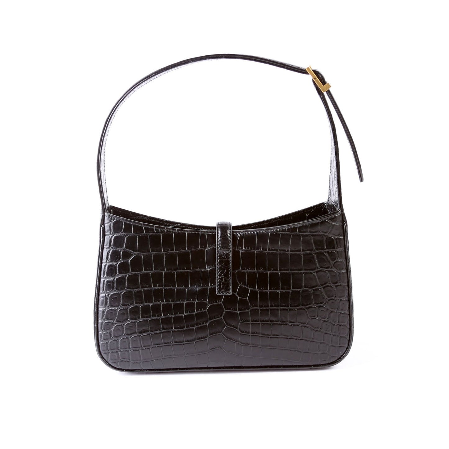 YSL Saint Laurent Saint Laurent Le Hobo Croc Embossed Bag Black Shoulder Bag