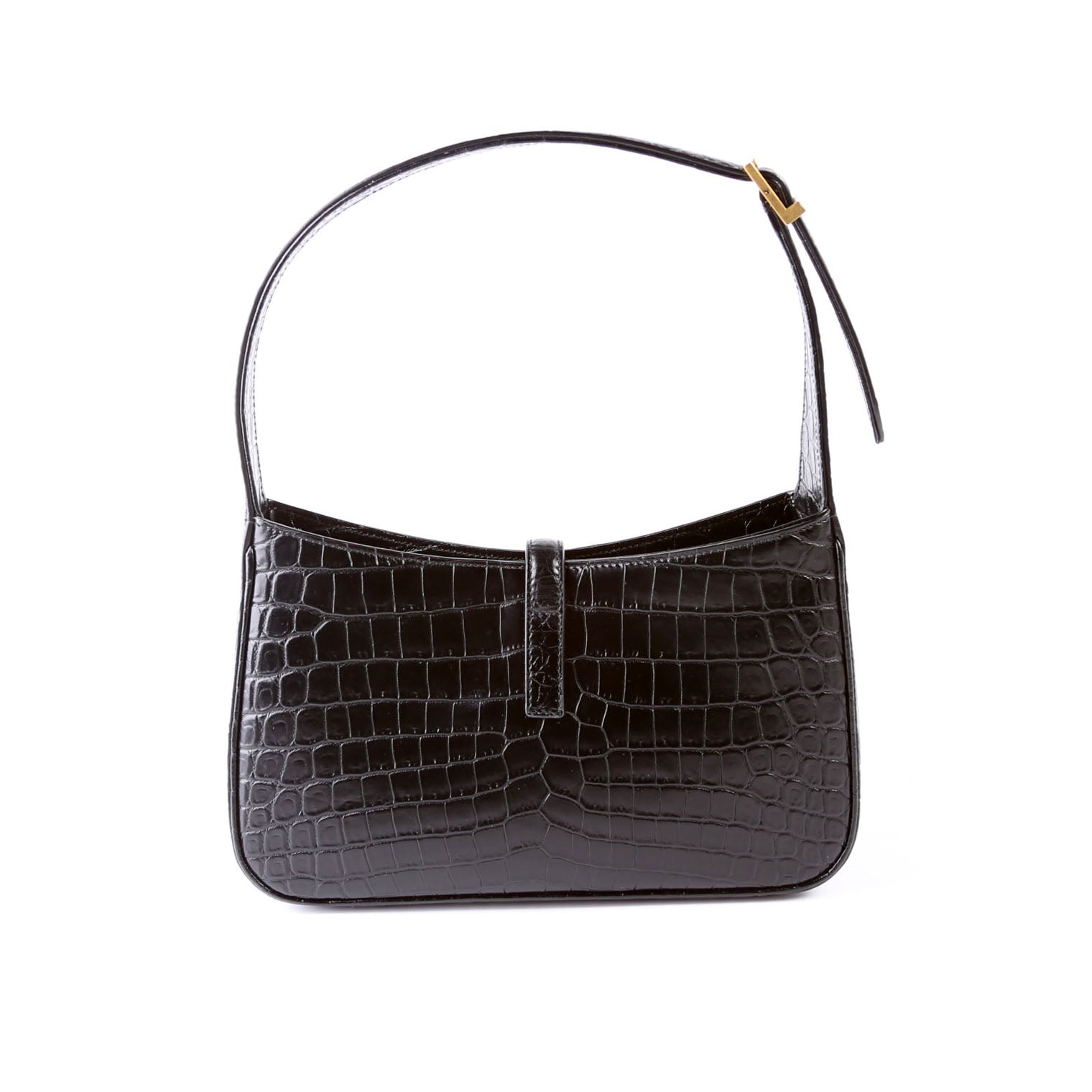 YSL Saint Laurent Saint Laurent Le Hobo Croc Embossed Bag Black Shoulder Bag