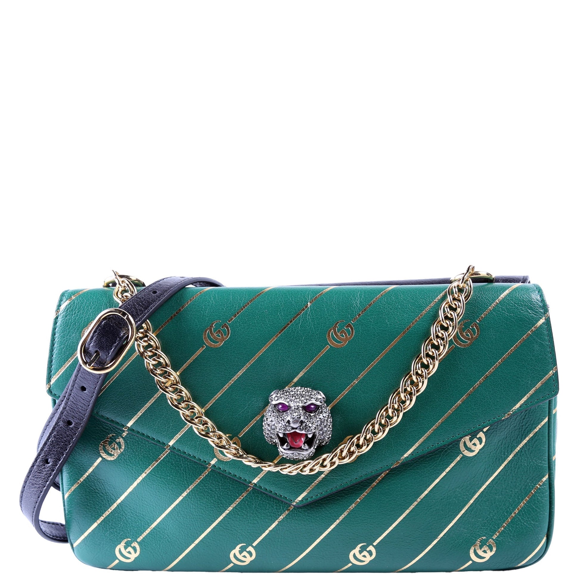Gucci Thiara Double Black Green Medium Shoulder Bag