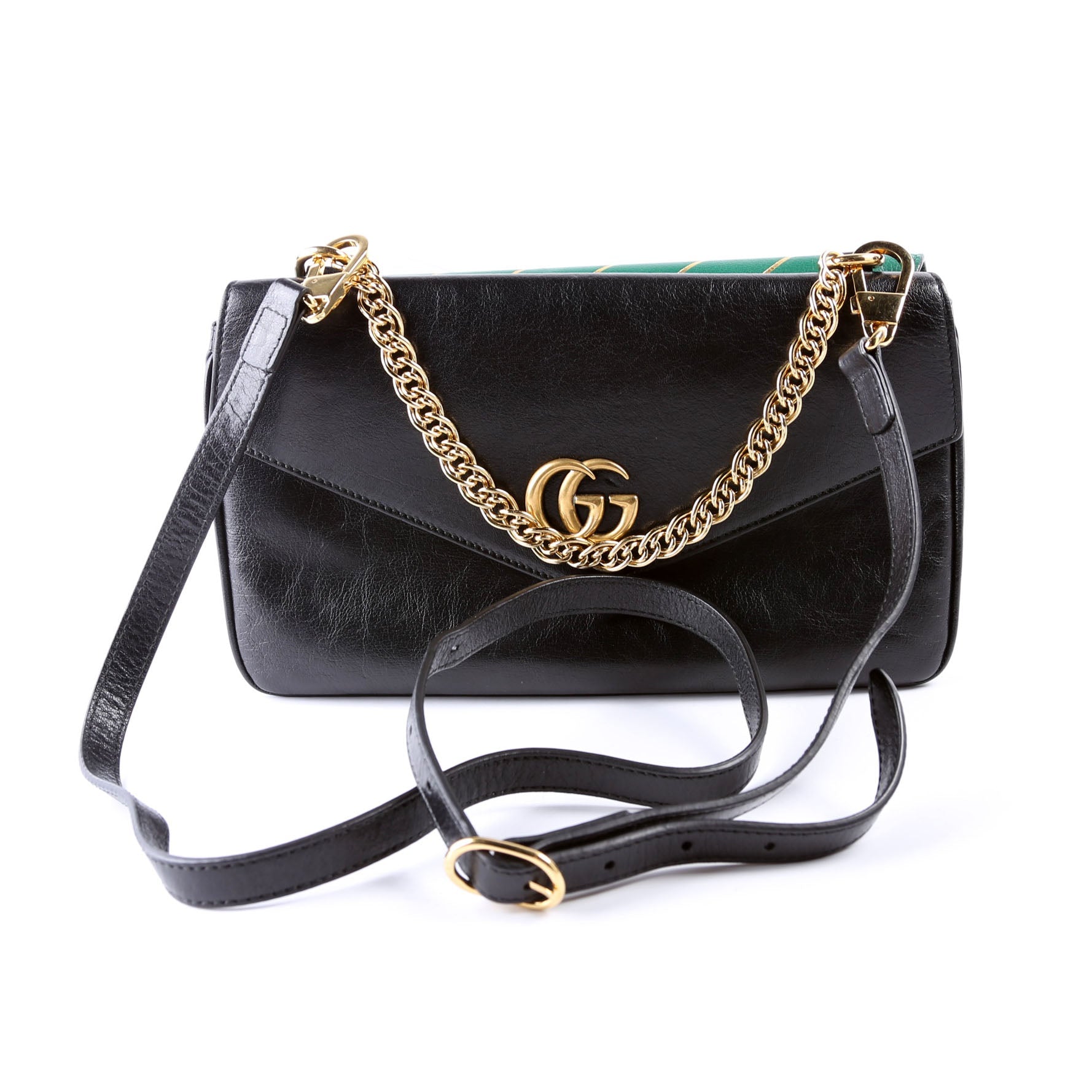 Gucci Thiara Double Black Green Medium Shoulder Bag