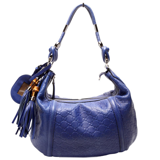 Gucci Techno Horsebit Blue Shoulder Bag Hobo Blue