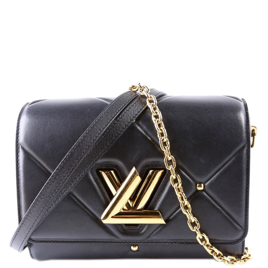 Louis Vuitton Twist Quilted Lambskin Black MM Handbag