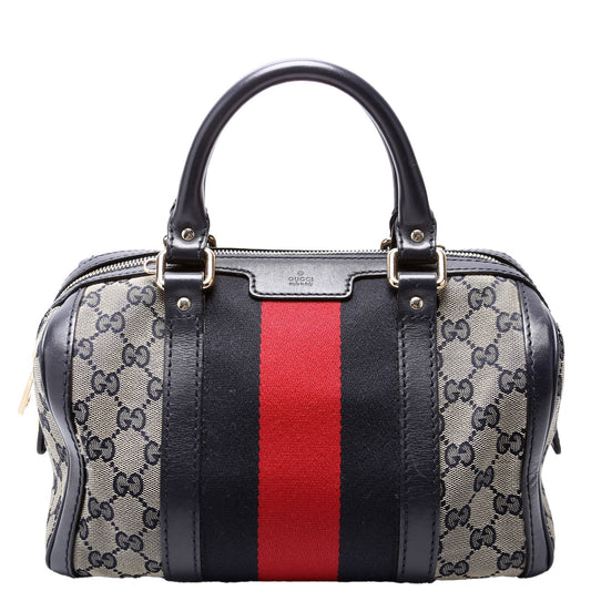 Gucci GG Boston Canvas Navy Small Travel Bag