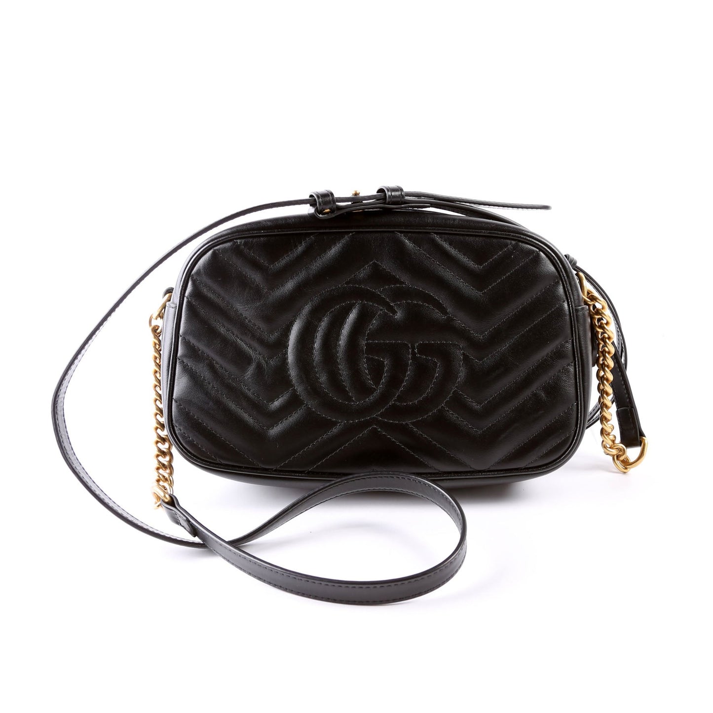 Gucci Marmont Camera Leather Black Small Travel Bag Black 8