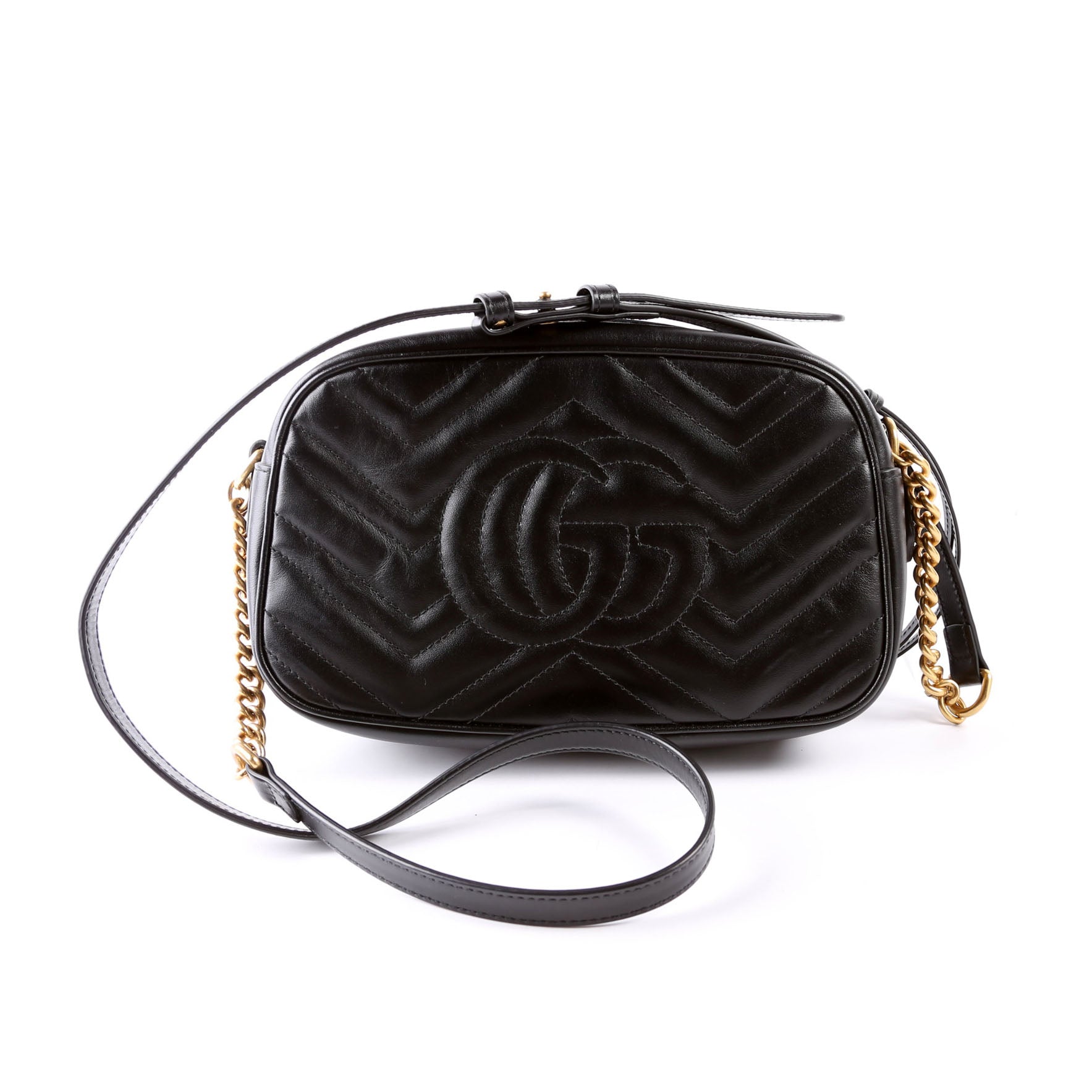 Gucci Marmont Camera Leather Black Small Travel Bag Black 8