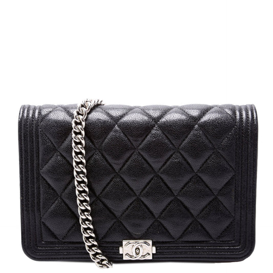 Chanel WOC Boy Caviar Black Clutch Bag Black 2