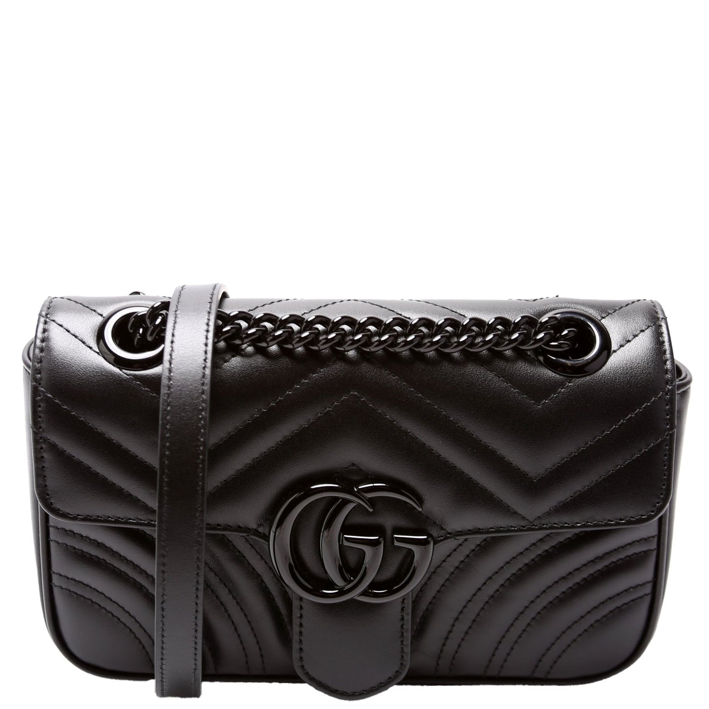 Gucci Marmont Leather Mini Flap Shoulder Bag Flap 3