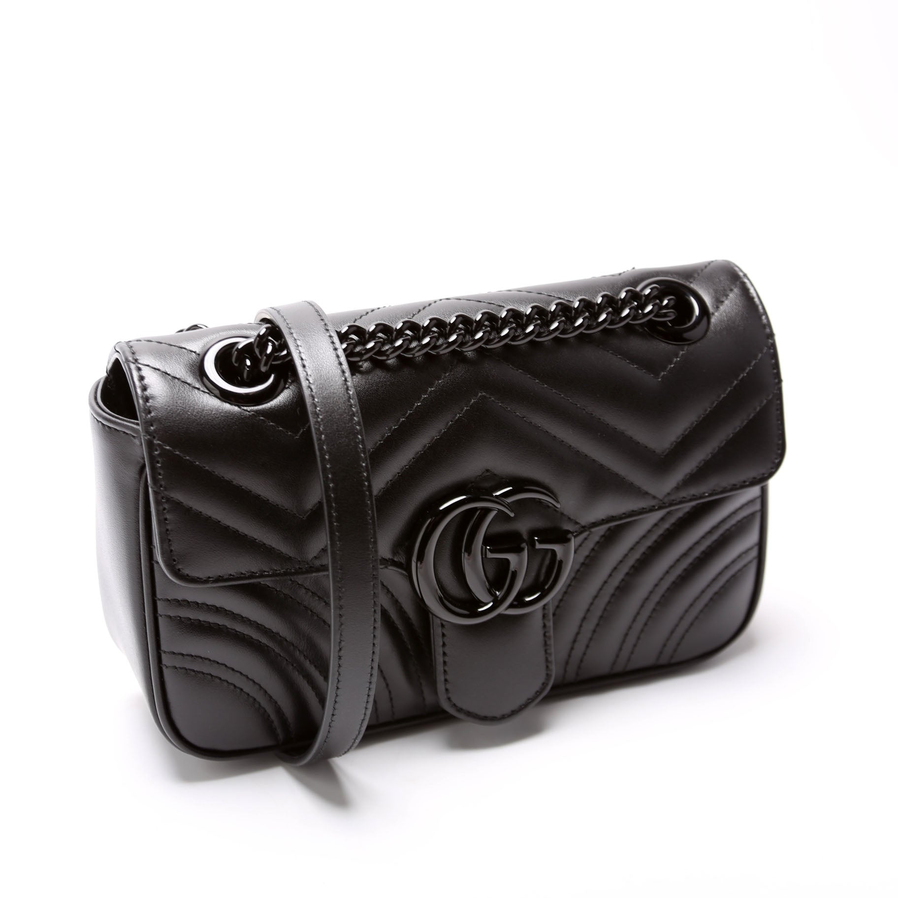 Gucci Marmont Leather Mini Flap Shoulder Bag Flap 3
