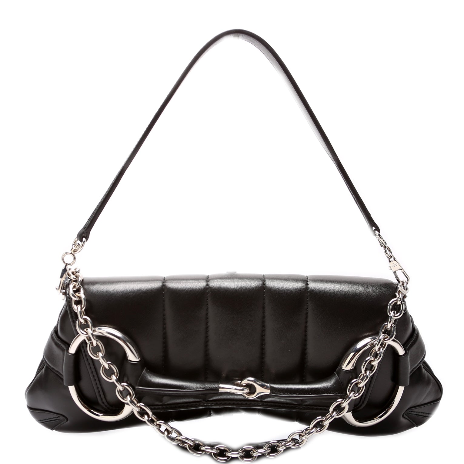 Gucci Vertical Maxi Horsebit Quilted Black Medium Chain Shoulder Bag