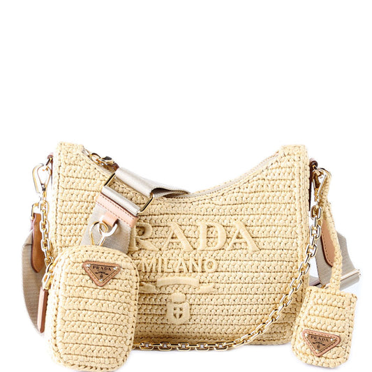 Prada Re Edition Crochet Bag Tan Mini Travel Bag