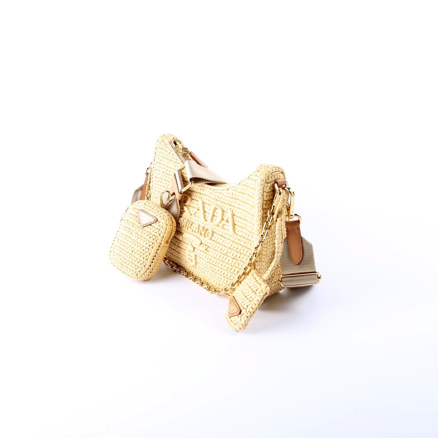 Prada Re Edition Crochet Bag Tan Mini Travel Bag