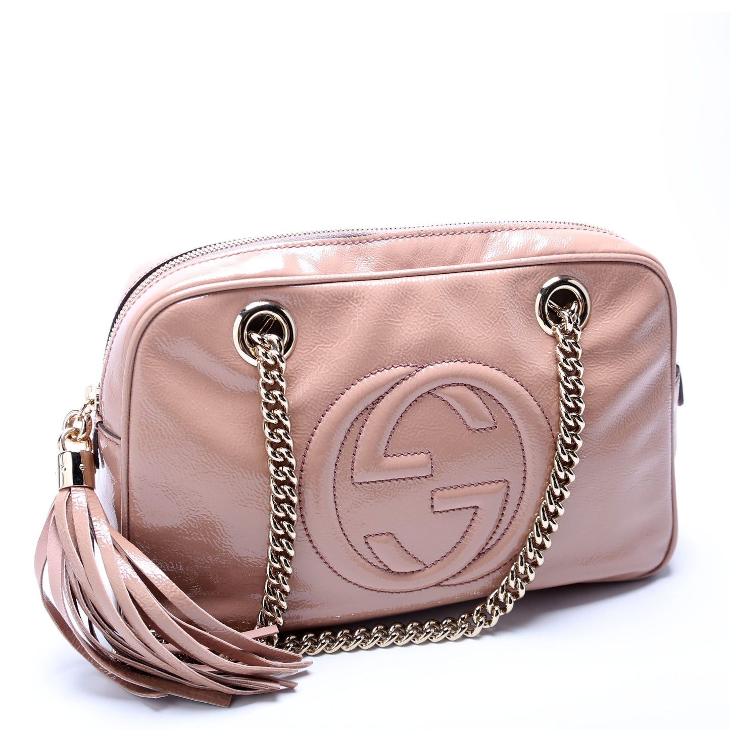 Gucci Soho Nude Patent Chain Shoulder Bag