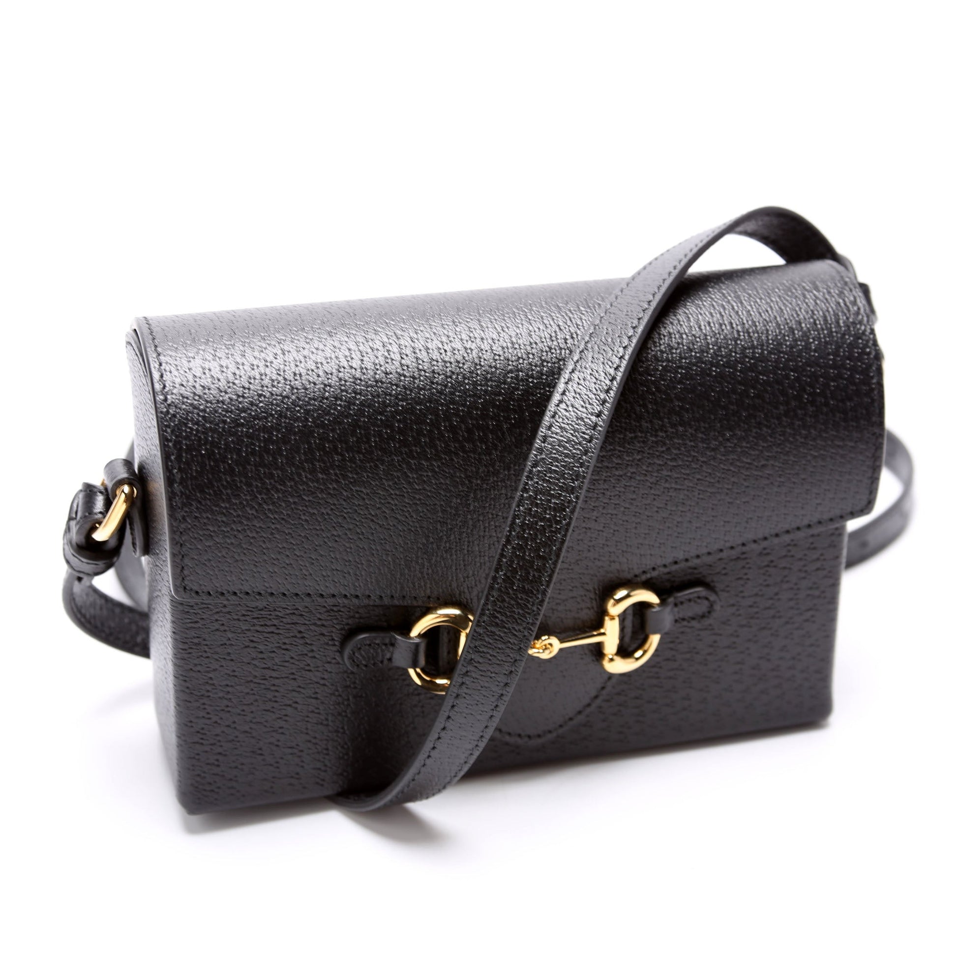 Gucci Horsebit Calfskin Black Shoulder Bag