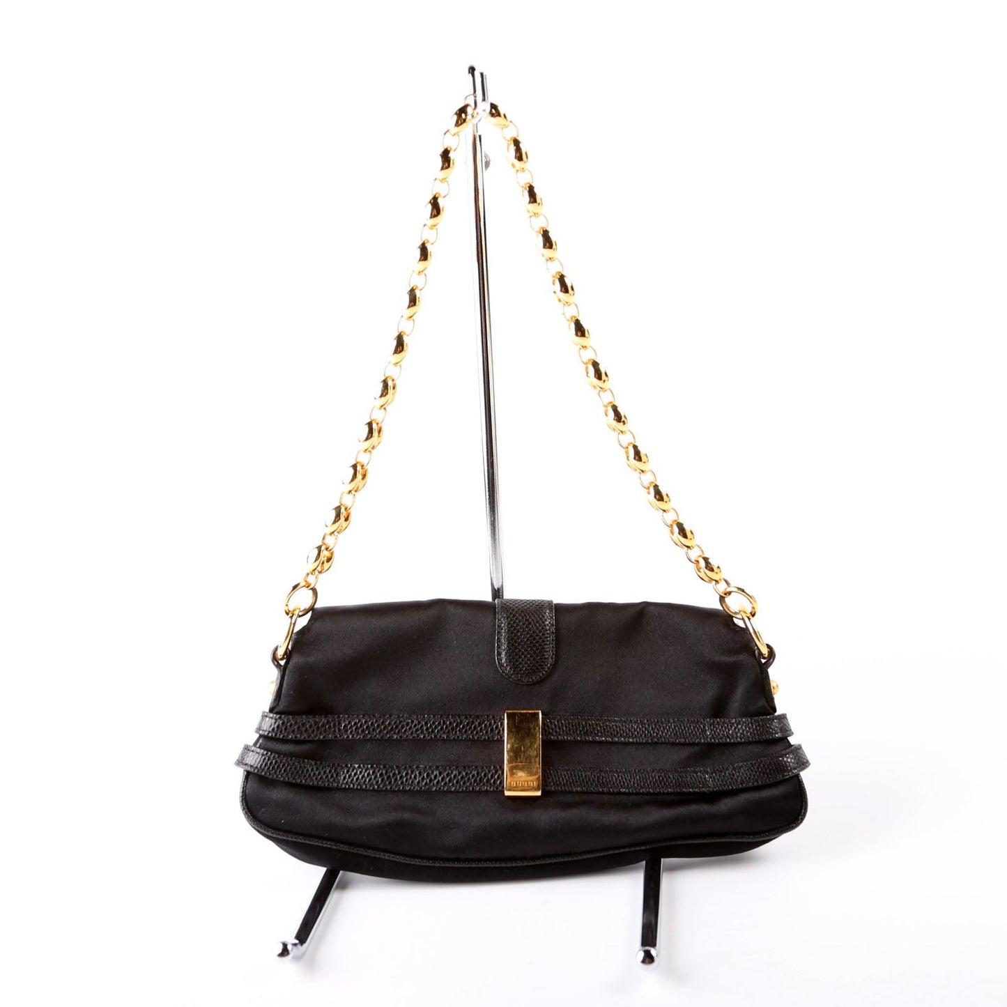 Gucci Crystal Horsebit Satin Shoulder Bag