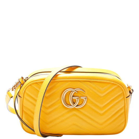 Gucci Marmont Camera Yellow Leather Small Travel Bag Yellow 2