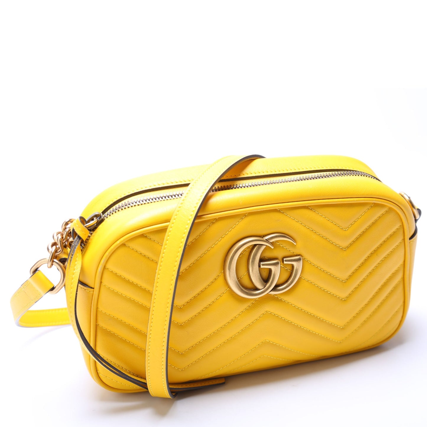 Gucci Marmont Camera Yellow Leather Small Travel Bag Yellow 2