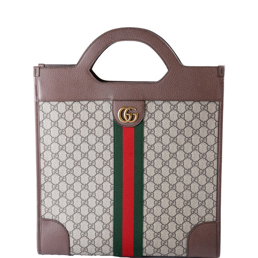 Gucci GG Supreme Ophidia Brown Medium Top Handle Tote Bag