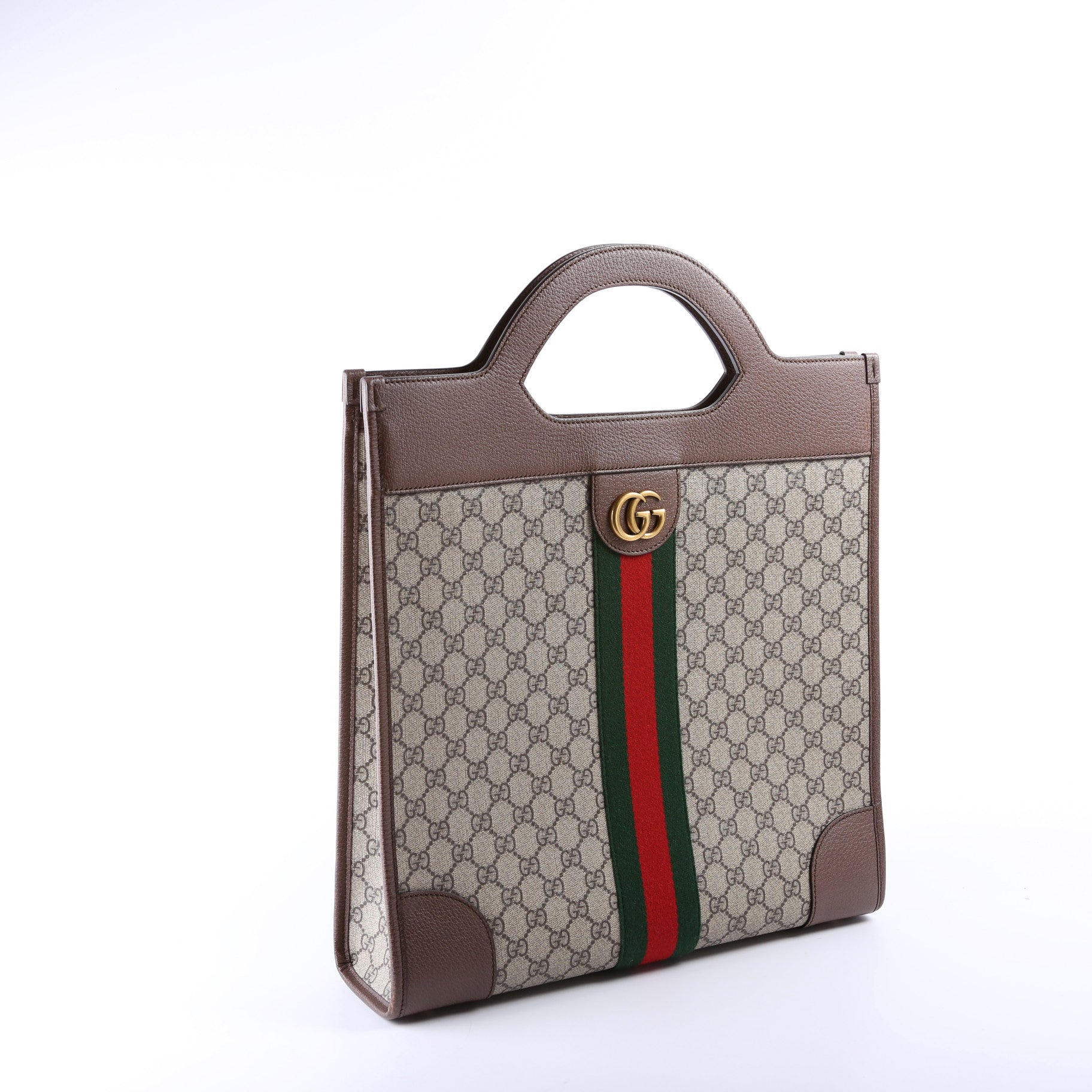 Gucci GG Supreme Ophidia Brown Medium Top Handle Tote Bag