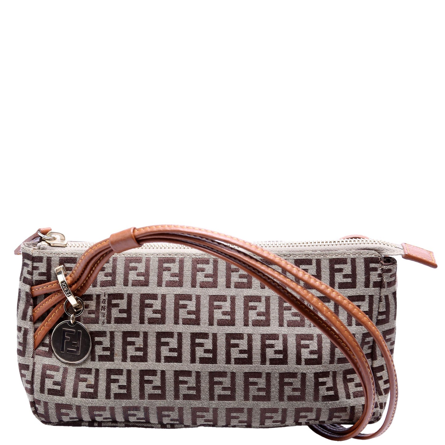 Fendi 8Br513 Zucchino Triple Strap Pochette Bag Brown Mini Travel Bag