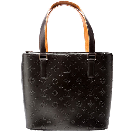 Louis Vuitton Stockton Matte Sier Monogram Silver Leather Handbag