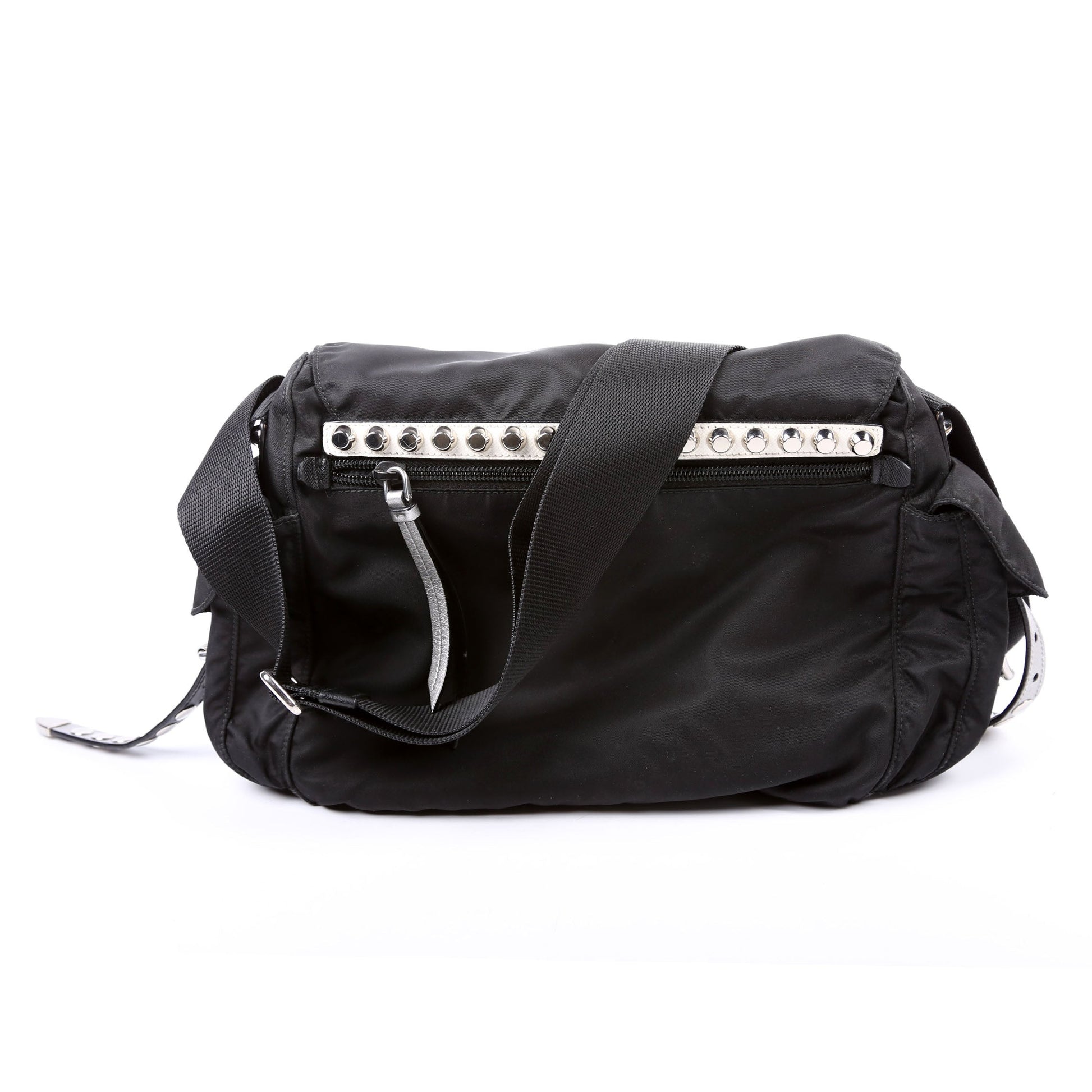 Prada New Velanylon Studded Messenger Bag Black Travel Bag