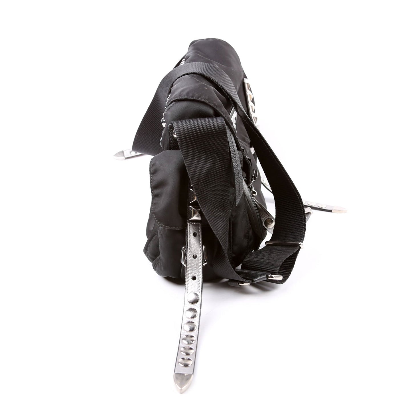 Prada New Velanylon Studded Messenger Bag Black Travel Bag
