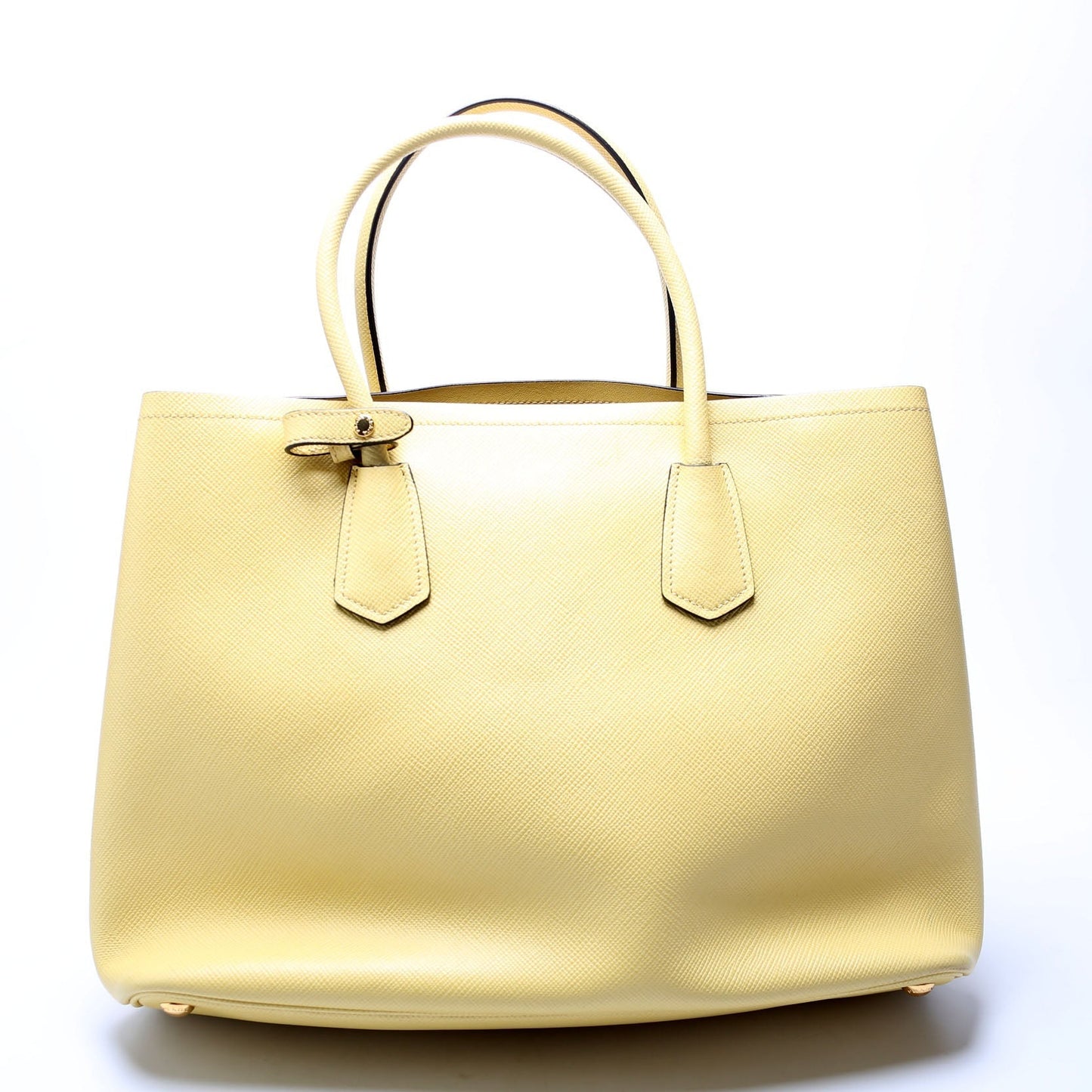 Prada Saffiano Cuir Double Yellow Bag Large Travel Bag