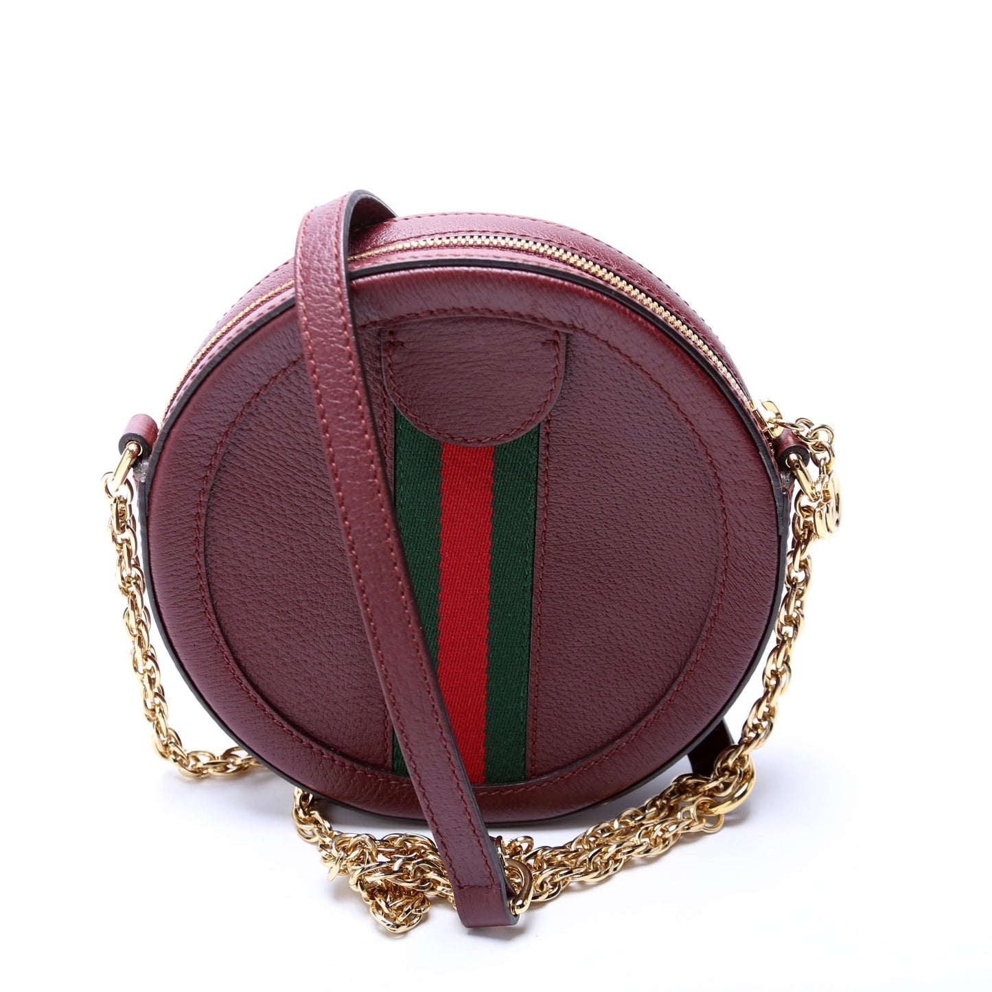 Gucci Ophidia Round Burgundy Leather Small Crossbody Bag