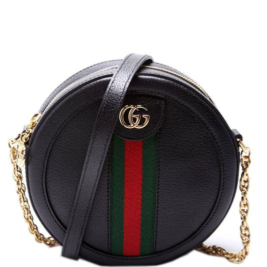Gucci Ophidia Round Leather Black Small Crossbody Bag