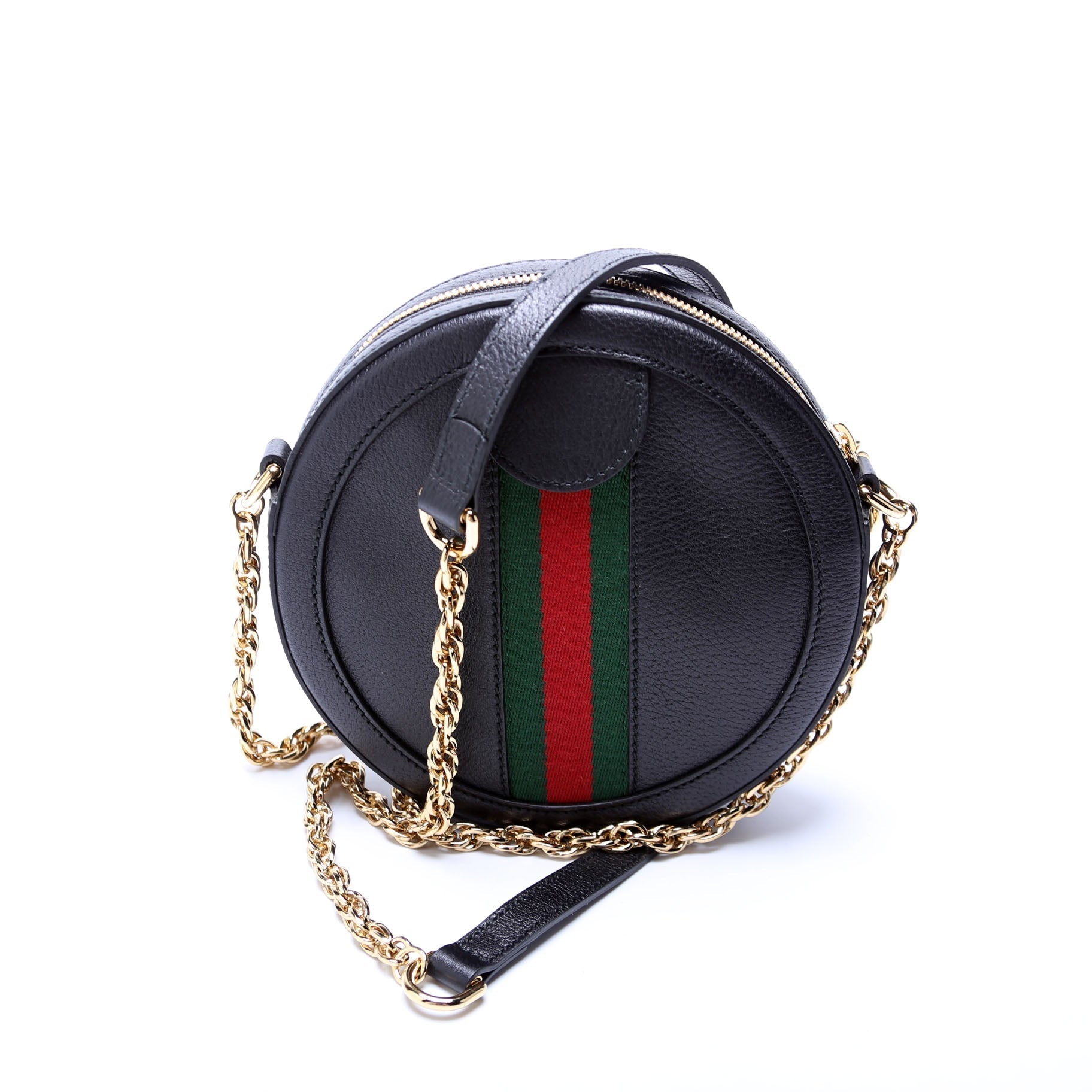 Gucci Ophidia Round Leather Black Small Crossbody Bag