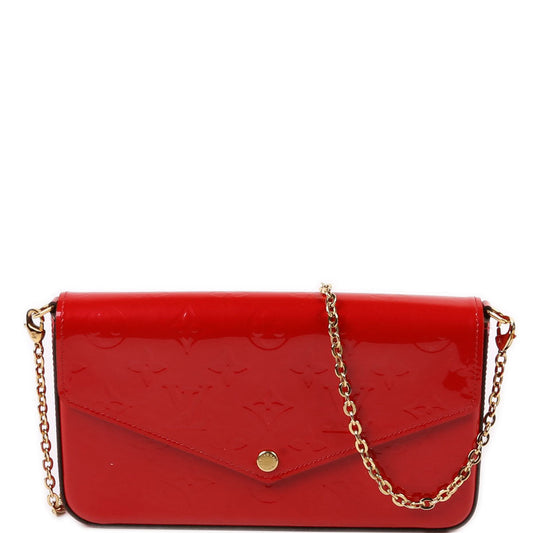 Louis Vuitton Pochette Felicie Vernis Red Clutch Bag