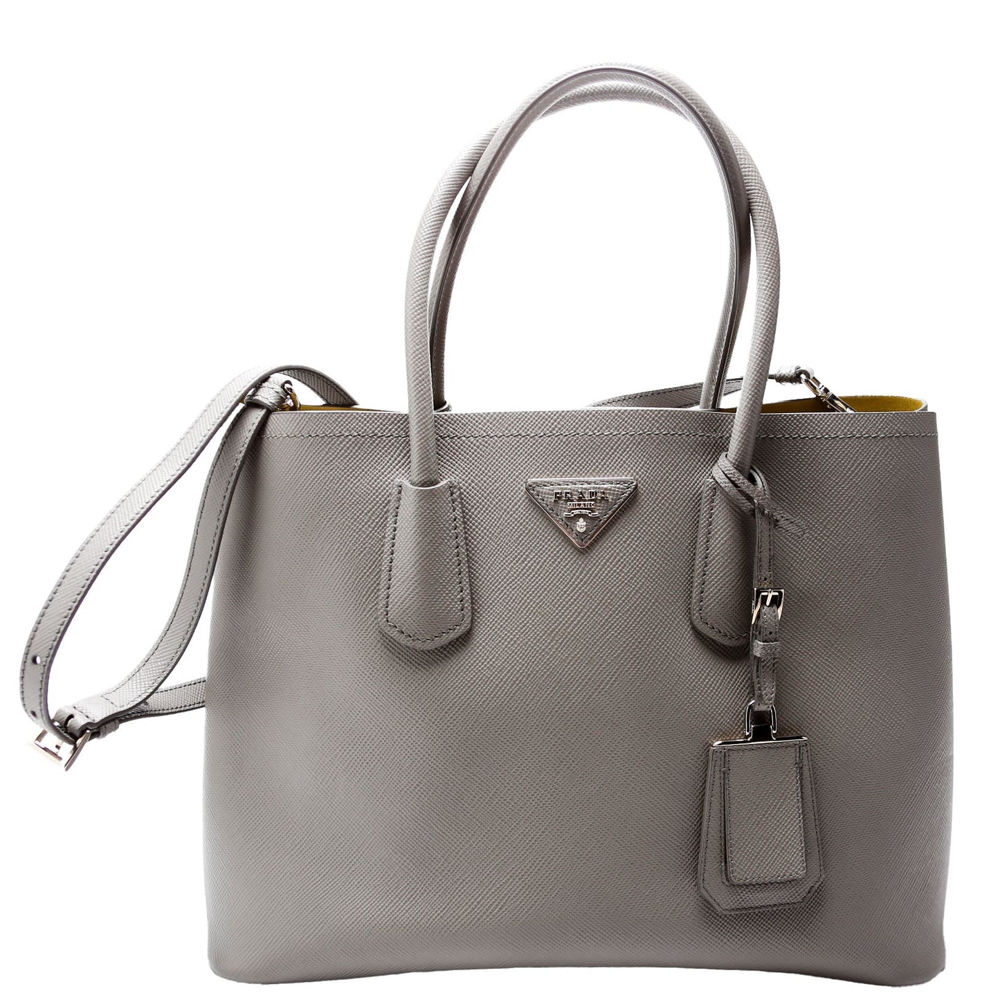 Prada Saffiano Cuir Double Grey Bag Large Travel Bag