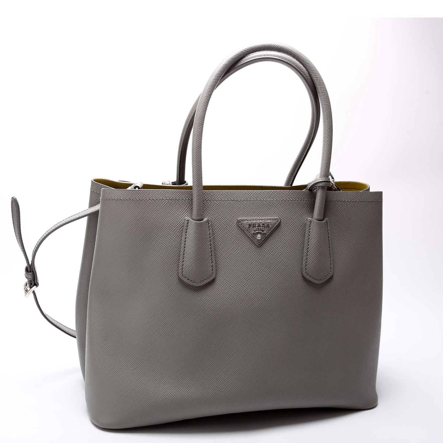 Prada Saffiano Cuir Double Grey Bag Large Travel Bag