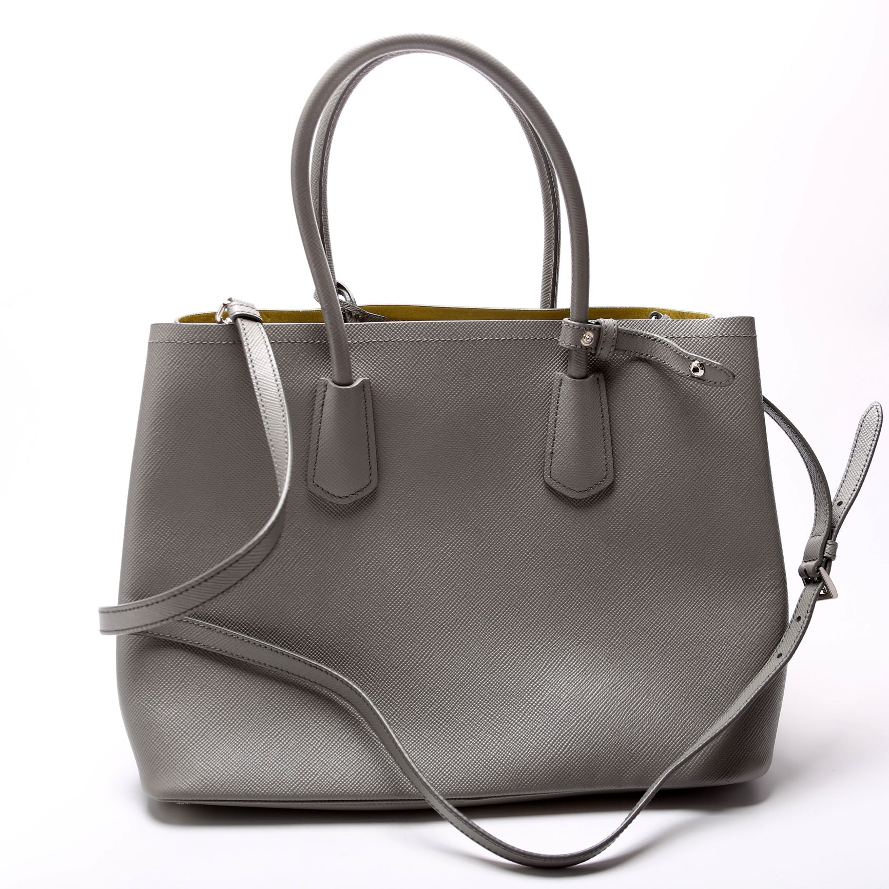 Prada Saffiano Cuir Double Grey Bag Large Travel Bag