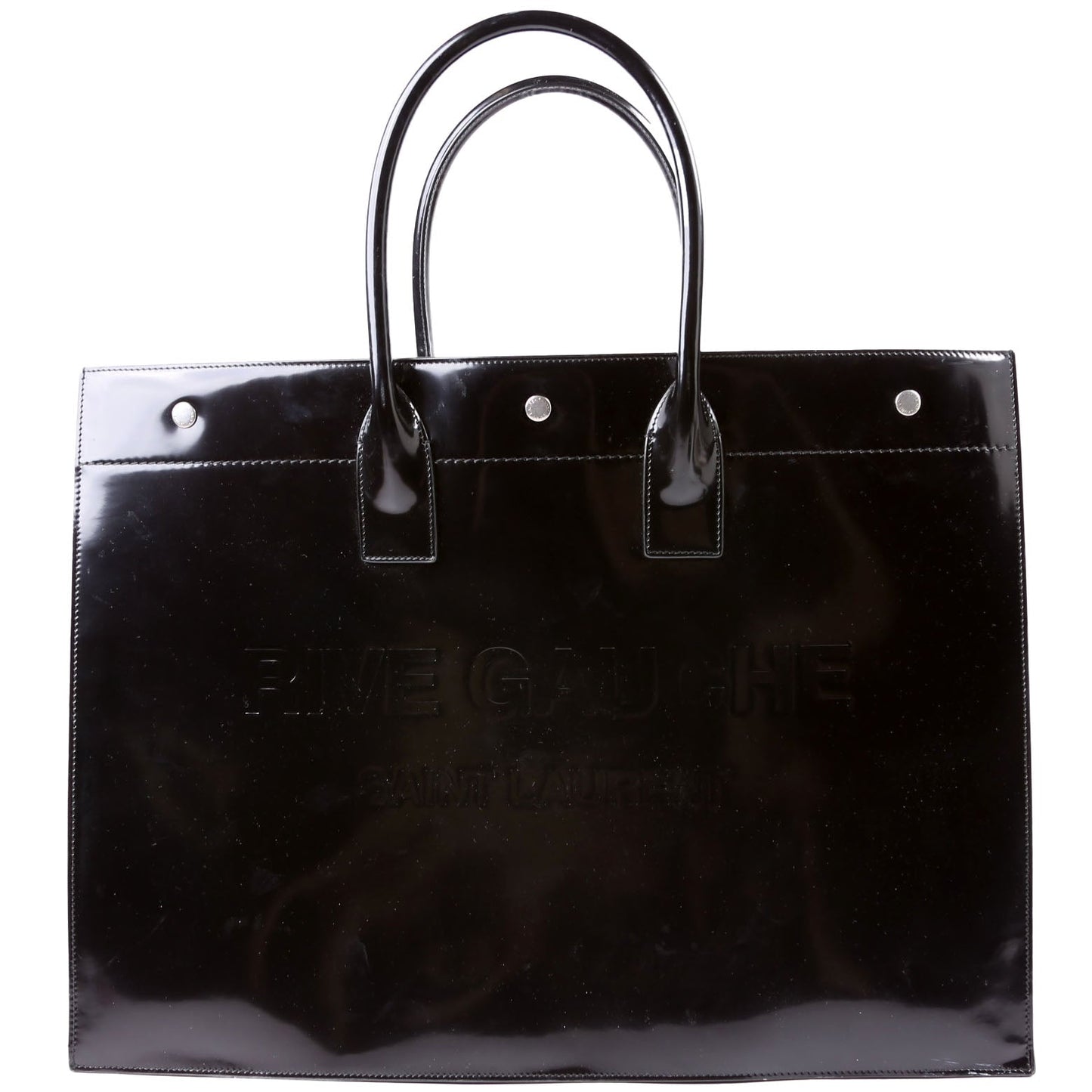 YSL Saint Laurent Saint Laurent Rive Gauche Patent Calfskin Bag Black Travel Bag