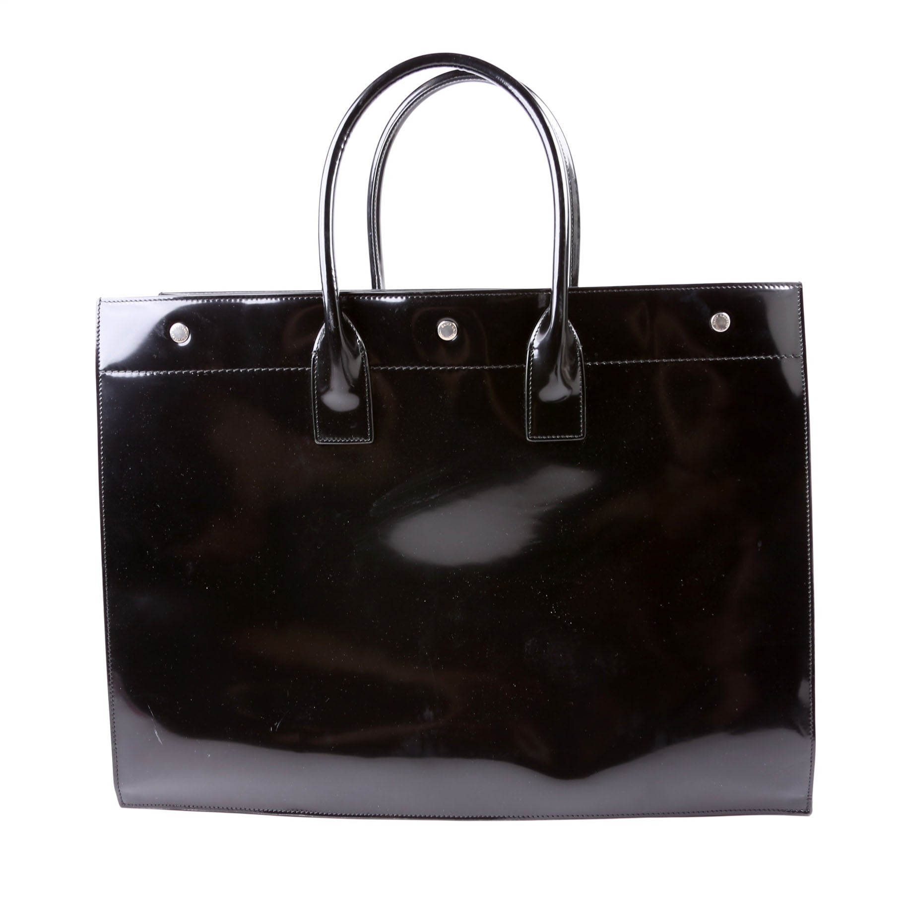 YSL Saint Laurent Saint Laurent Rive Gauche Patent Calfskin Bag Black Travel Bag