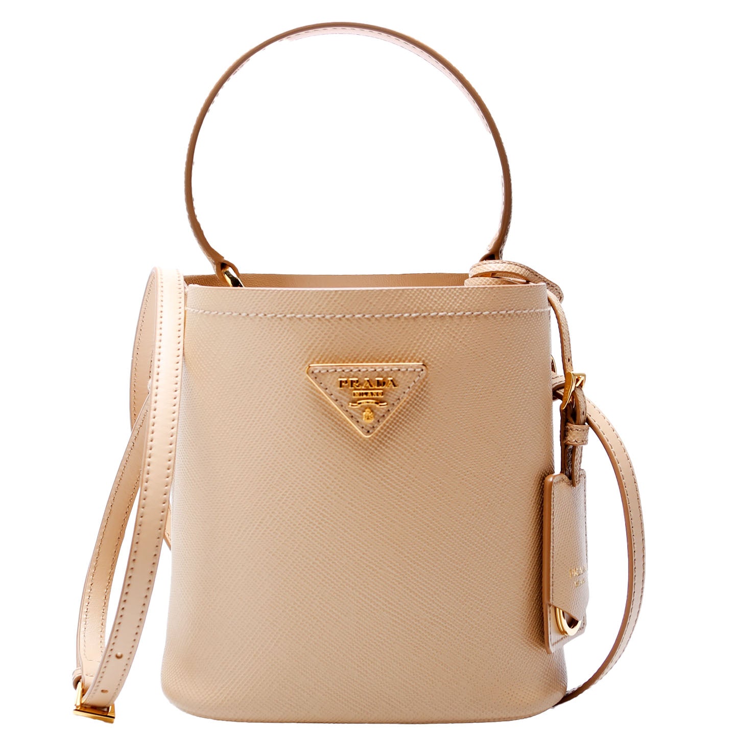 Prada Saffiano Cuir Panier Bag Tan Small Travel Bag