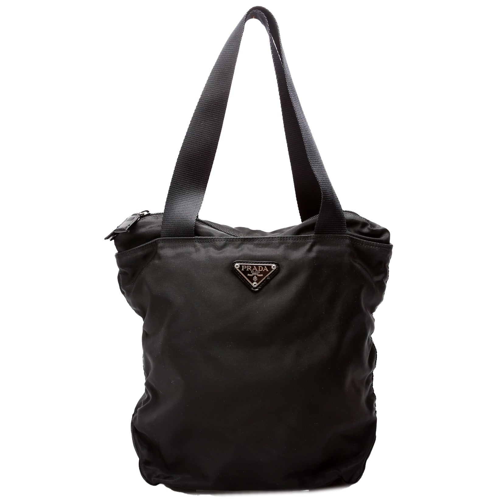 Prada Zip Tote Bag Nylon Black