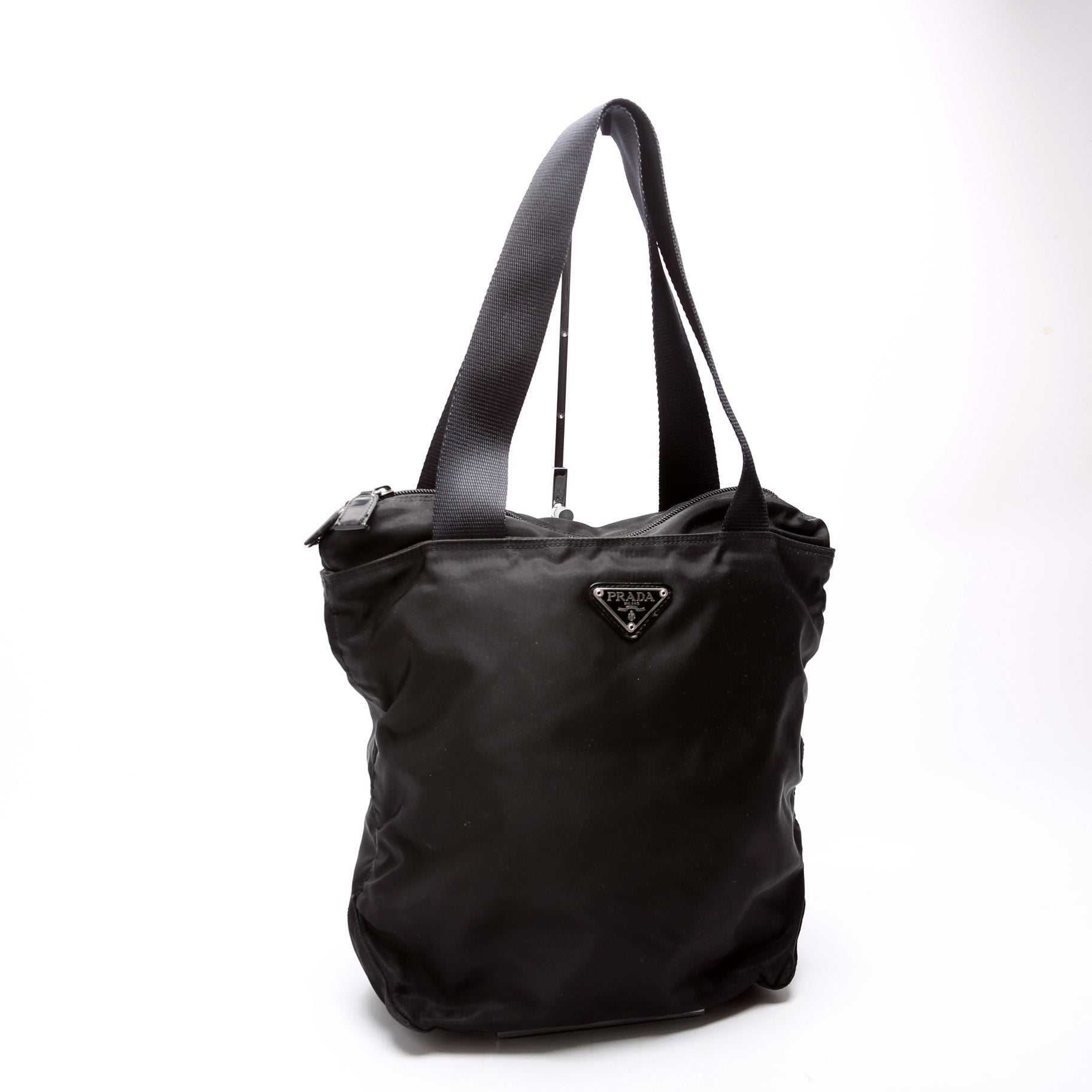 Prada Zip Tote Bag Nylon Black