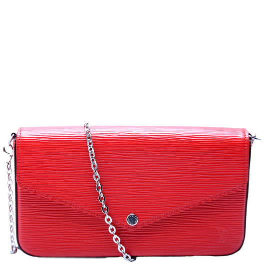 Louis Vuitton Pochette Felicie Epi Red Clutch Bag