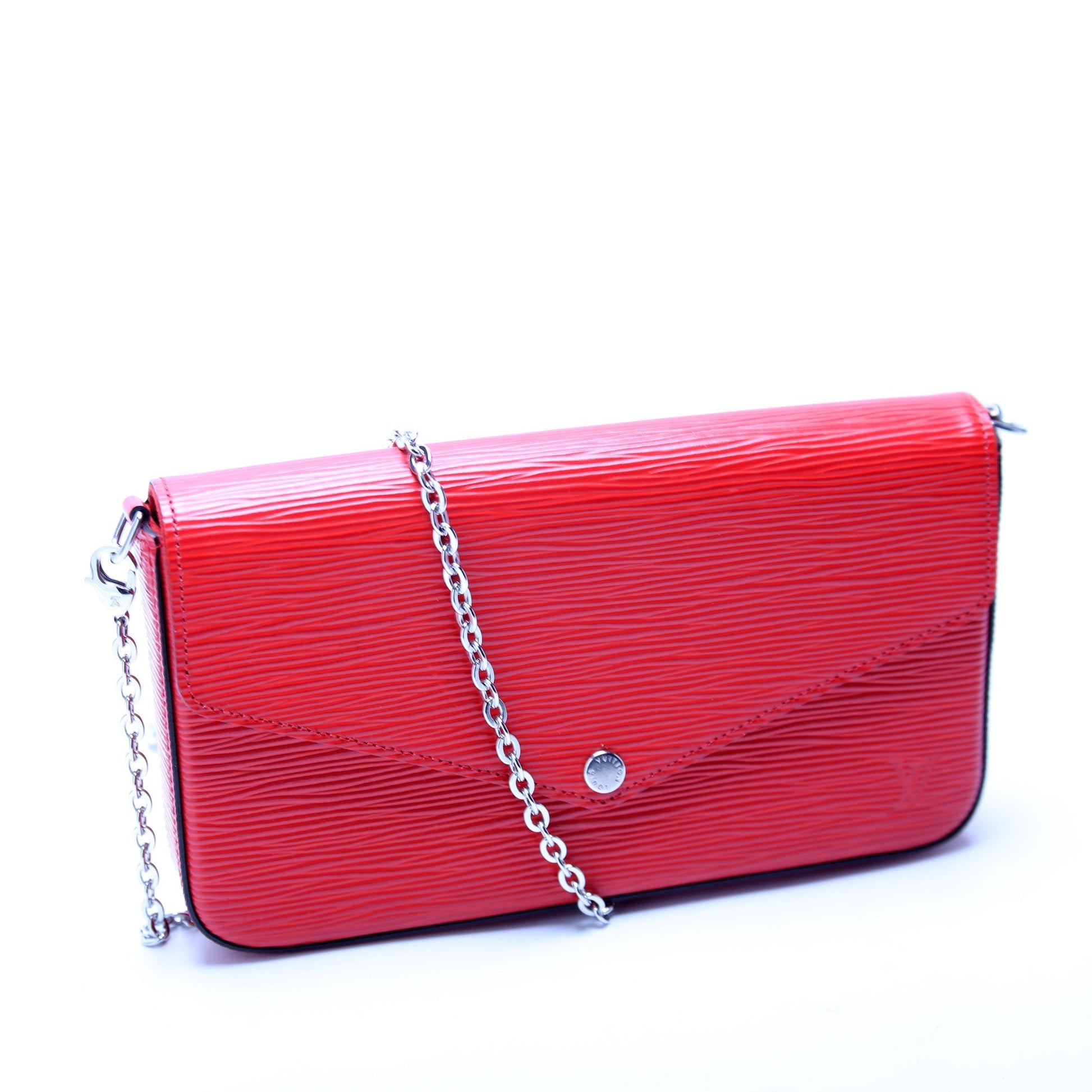 Louis Vuitton Pochette Felicie Epi Red Clutch Bag
